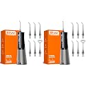 Bitvae Water Dental Flosser for Teeth, Cordless Water Teeth Cleaner Picks, 3 Modes 5 Intensities, IPX7 Waterproof, Rechargeable Water Dental Picks for Cleaning - Black (Pack of 2)