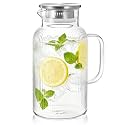 Bivvclaz 2 Liter 68 oz Stripes Glass Pitcher with Lid and Handle
