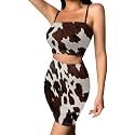 Biyejit Women's 2 Piece Summer Outfits Spaghetti Strap Crop Tops and Bodycon Mini Skirt Dress Set Plus Size S-4XL