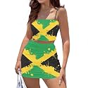 Biyejit Women's 2 Piece Summer Outfits Spaghetti Strap Crop Tops and Bodycon Mini Skirt Dress Set Plus Size S-4XL