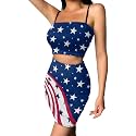 Biyejit Women's 2 Piece Summer Outfits Spaghetti Strap Crop Tops and Bodycon Mini Skirt Dress Set Plus Size S-4XL