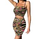 Biyejit Women's 2 Piece Summer Outfits Spaghetti Strap Crop Tops and Bodycon Mini Skirt Dress Set Plus Size S-4XL