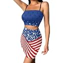 Biyejit Women's 2 Piece Summer Outfits Spaghetti Strap Crop Tops and Bodycon Mini Skirt Dress Set Plus Size S-4XL