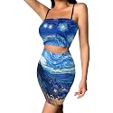 Biyejit Women's 2 Piece Summer Outfits Spaghetti Strap Crop Tops and Bodycon Mini Skirt Dress Set Plus Size S-4XL