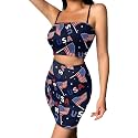 Biyejit Women's 2 Piece Summer Outfits Spaghetti Strap Crop Tops and Bodycon Mini Skirt Dress Set Plus Size S-4XL