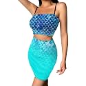 Biyejit Women's 2 Piece Summer Outfits Spaghetti Strap Crop Tops and Bodycon Mini Skirt Dress Set Plus Size S-4XL