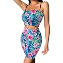 Biyejit Women's 2 Piece Summer Outfits Spaghetti Strap Crop Tops and Bodycon Mini Skirt Dress Set Plus Size S-4XL