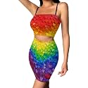 Biyejit Women's 2 Piece Summer Outfits Spaghetti Strap Crop Tops and Bodycon Mini Skirt Dress Set Plus Size S-4XL