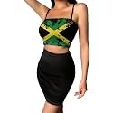 Biyejit Women's 2 Piece Summer Outfits Spaghetti Strap Crop Tops and Bodycon Mini Skirt Dress Set Plus Size S-4XL