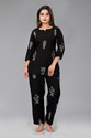 Biyoko Women Printed Black Night Suit Set