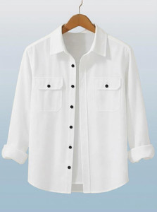 BJM ENTERPRISE Men Solid Casual White Shirt