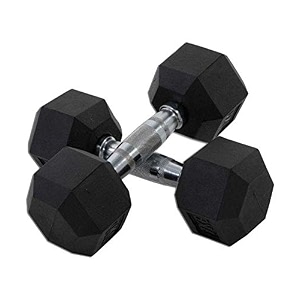 rubber coated premium hex dumbbells black 75 kgs total 15 kg - pack of 2