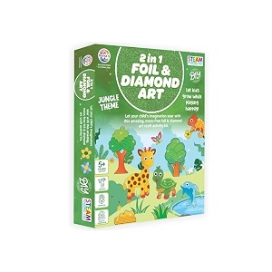bkdt marketing jungle theme 2in1 foil amp diamond art foil art for kids craft gift for girlsboys diy creative activity - foil art kit - birthdayretrun gift-festival gifts