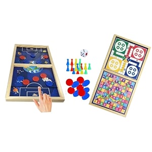 bkdt marketing 3in1 string hockey with ludo snakes amp ladders wooden board game - fastest finger first sling puck slingo board game - birthdayreturn gifts