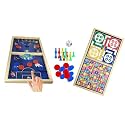 BKDT Marketing 3in1 String Hockey with Ludo, Snakes &amp; Ladders Wooden Board Game - Fastest Finger First Sling Puck Slingo Board Game - Birthday/Return Gifts