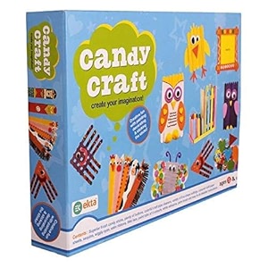 bkdt marketing candy craft with candy sticks buttons pipe cleaners paper sheets sequins  indoor game for kidsdiy craft kit  wood  wood crafting kit for kids craft kitart
