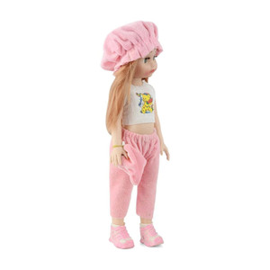 bkdt marketing cute girl doll toy with moveable arms and legs with dress hairs cap shoes