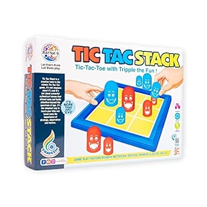 tic tac stack strategy board game for kids amp adults  stacking tic tac toe xo game  mind challenging family game  educational brain teaser  fun indoor travel game for boys girls age 3