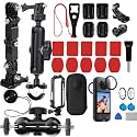 BKN 6 in1 Action Camera Accessories Kit for Insta 360 X3 for Vlogger, Rider, Motorcycle, Bike | Included 4-Way Chin Mount, Lens Guard, Camera Bag, Plastic Case, Double Ball Head & Bike Handlebar