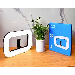 bkn e30 square selfie ring light cell phone holder landing fill light dimmable rechargeable with built-in 3600mah for camera smartphone youtube tiktok video recording
