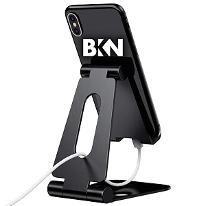 bkn full aluminum adjustable mobile phone foldable holder stand dock mount for all smartphones tabs kindle ipad black