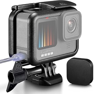 bkn protective housing case compatible with gopro hero9 black case cage frame border for gopro hero 9 case with mount socket screw and lens cover housing frame only