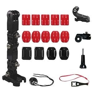 bkn 4-way helmet chin mount with 3m curved amp flat adhesivej hook mount compatible for all gopro hero 10987 osmo actionsjcaminsta 360 amp other action cameras