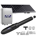 Blütezeit Solar Swing Gate Opener, 880lb Single-Arm Operator with Built-in 24V Lithium Battery & 25W Solar Panel, Integrated Control Box for Easy Install, Smart Auto Setting, 2 Remotes & Complete Kits