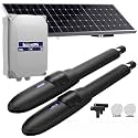 Blütezeit Solar Swing Gate Opener, 1760lb Dual-Arm Operator with Built-in 24V Lithium Battery & 25W Solar Panel, Integrated Control Box for Easy Install, Smart Auto Setting, 2 Remotes & Complete Kits