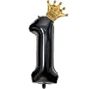 Black 1 Balloon Number, 40 inch Big 1st Balloon for Black Theme Birthday Party Supplies Anniversary, Notorious One Birthday Decorationsfor Boys Girls Birthday King