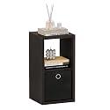 Black 2 Cube Storage Organizer with Thickened Wooden Frame, Horizontal &amp; Vertical Cube Storage Shelves, 2-Cube Bookcase with Open Back for Bedroom, Living Room, Dark Brown, 14.6" x 15.9" x 30"