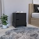 Black Accent Table with Two Functional Drawers