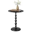 Black Aluminum Side Table 15x22 Inch Hammered Round Pedestal End Stand