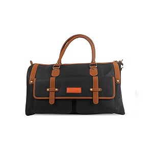 Black Brown PU Leather Duffle Bag