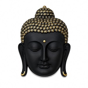 Black Gold Buddha Face Wall Hanging