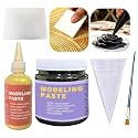 Black & Golden Acrylic Modeling Paste & 5pcs Piping Bags Bags & Squeegee with Teeth, Acrylic Medium for Texture Art, Texture Paste for Acrylic Painting, Canvas, Sculpture, Art Projects, 3D Effect