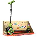 Black &amp; Green Mini 3 Wheel Scooter for Kids – Lean-to-Steer with LED Light-Up Wheels, Adjustable Handlebar, Wide Anti-Slip Deck, Smooth PU Wheels, Rear Foot Brake – Toddler Scooter for Ages 2+