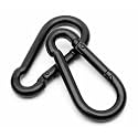 Black &amp; Silver Zinc-Galvanized Heavy Duty Bushcraft Carabiner Spring Snap Clip Link Hooks 200-500lb Load 2, 6 &amp; 12 Packs