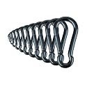 Black &amp; Silver Zinc-Galvanized Heavy Duty Bushcraft Carabiner Spring Snap Clip Link Hooks 200-500lb Load 2, 6 &amp; 12 Packs