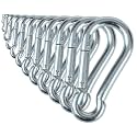 Black &amp; Silver Zinc-Galvanized Heavy Duty Bushcraft Carabiner Spring Snap Clip Link Hooks 200-500lb Load 2, 6 &amp; 12 Packs