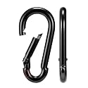 Black &amp; Silver Zinc-Galvanized Heavy Duty Bushcraft Carabiner Spring Snap Clip Link Hooks 200-500lb Load 2, 6 &amp; 12 Packs