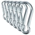 Black &amp; Silver Zinc-Galvanized Heavy Duty Bushcraft Carabiner Spring Snap Clip Link Hooks 200-500lb Load 2, 6 &amp; 12 Packs