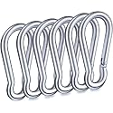 Black &amp; Silver Zinc-Galvanized Heavy Duty Bushcraft Carabiner Spring Snap Clip Link Hooks 200-500lb Load 2, 6 &amp; 12 Packs