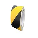 Black&amp;Yellow Rubber Grip Tape Anti Slip Tape 2 Inch, 16.5 Feet, Heavy Duty Waterproof Non-Abrasive Tape Cushion Pad for Indoor &amp; Outdoor, Making Handles or Contact Surfaces Safer