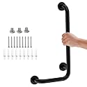 Black Angled Grab Bar 12x24 Inch, L-Shaped Grab Bars for Shower