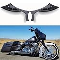 Black Bat Shape Motorcycle Mirrors,Upgrade Rearview Motorcycle Mirrors Compatible with Harley Road King Sportster Street Glide And More