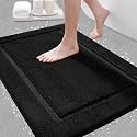 Black Bathroom Rugs 24"x17", Ultra Soft Plush Fluffy Microfiber Absorbent Bath Mat, Non-Slip Backing, Machine Washable Bath Mats for Bathroom Floor, Tub and Shower, Home Decor Accessories