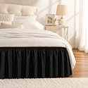Black Bed Skirt King Size 15 Inch Drop, Elastic Wrap Around Bedskirt