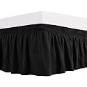 Black Bed Skirt Wrap Around 600 Microfiber with Easy Fit with 15'' Inch Tailored Drop - Shrinkage and Fade Resistant with Microfiber 15'' Bed Skirt, Single Bed [36" x 72"]