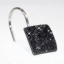 Black Bling Shower Curtain Hooks: Christmas Bathroom Curtain Rings, 12Pcs